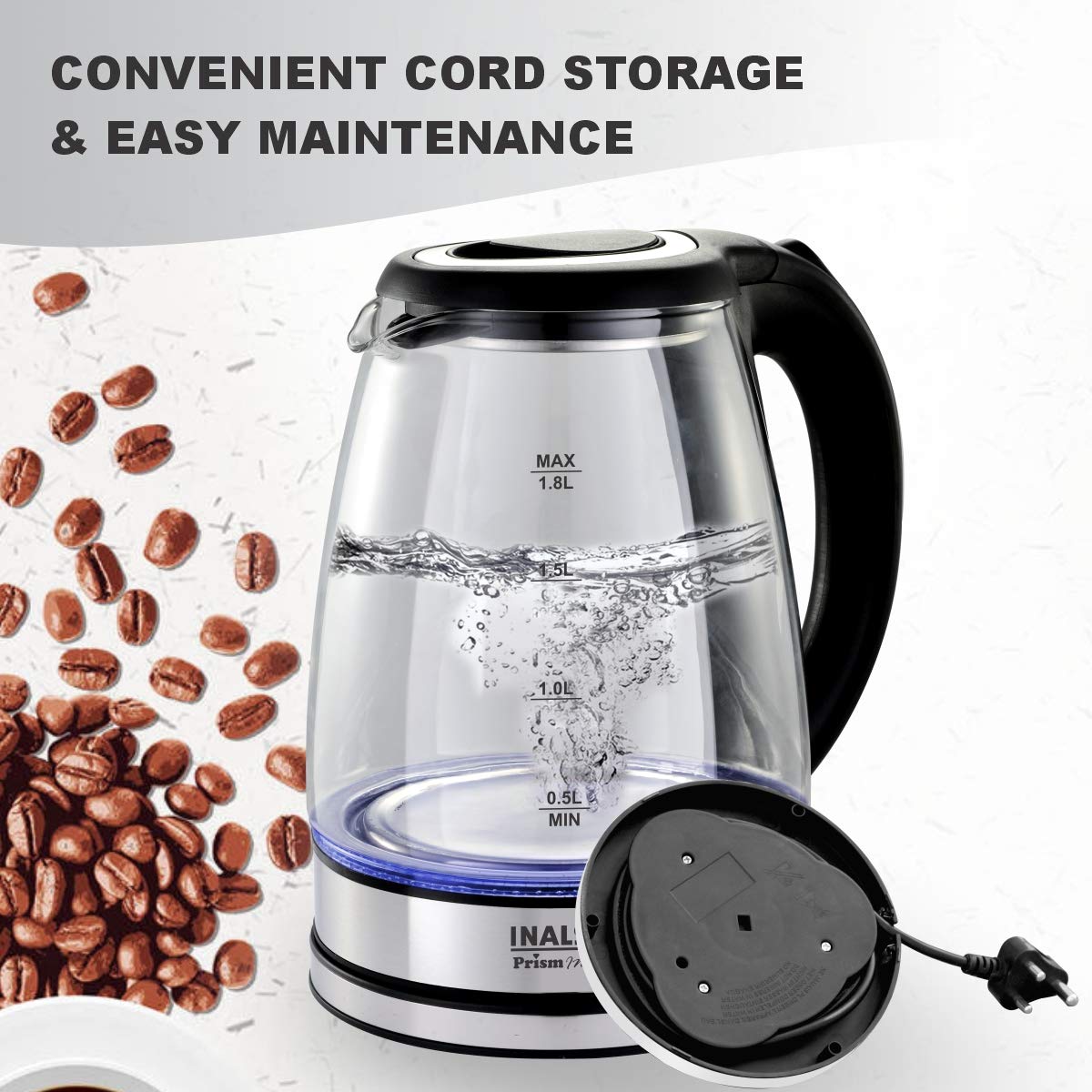 INALSA Electric Kettle for Hot Water 1.8 L Capacity